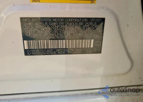 2007 Lexus Gs 350 z USA, uszkodzony, nr VIN JTHBE96S970025219